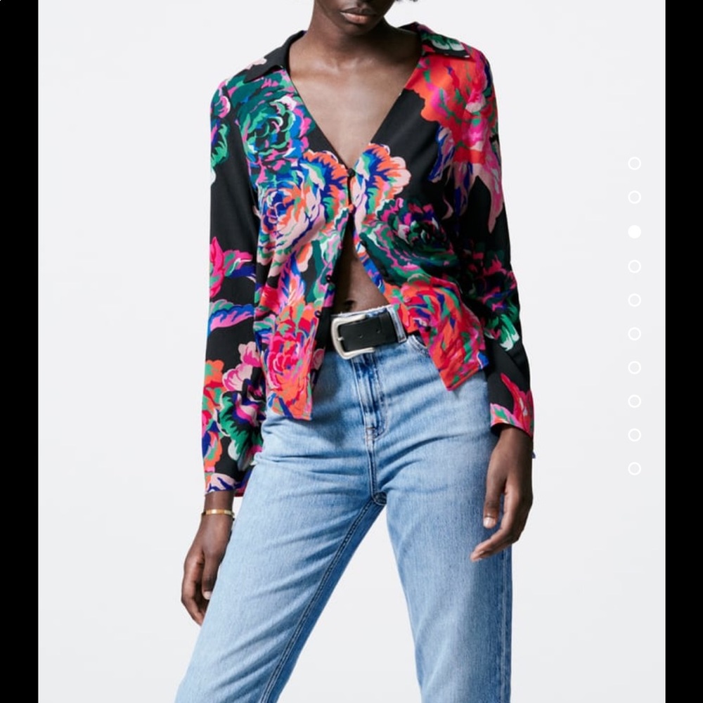 Zara flowy tropical floral  printed shirt - Picture 2 of 12